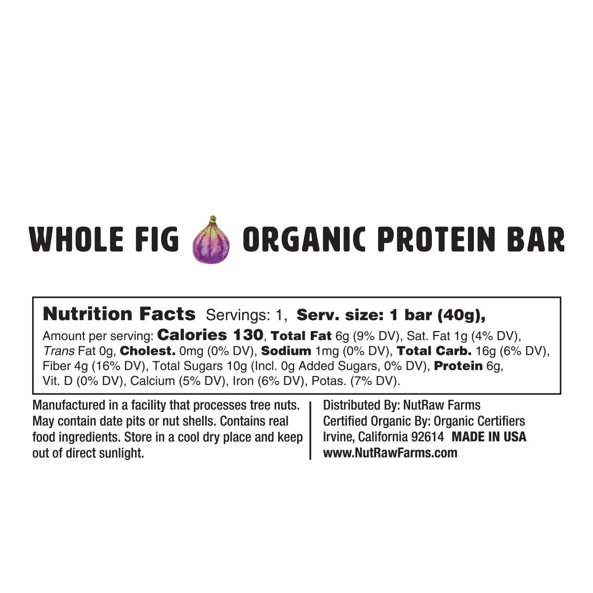 Organic Whole Fig Bar - 12 Pack (1.4 Oz each)