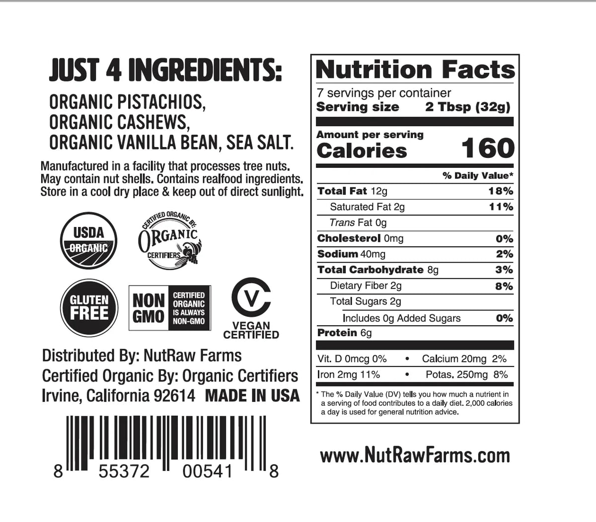 Special - Organic Pistachio + Cashew Butters - Pack of 3 (8oz each)